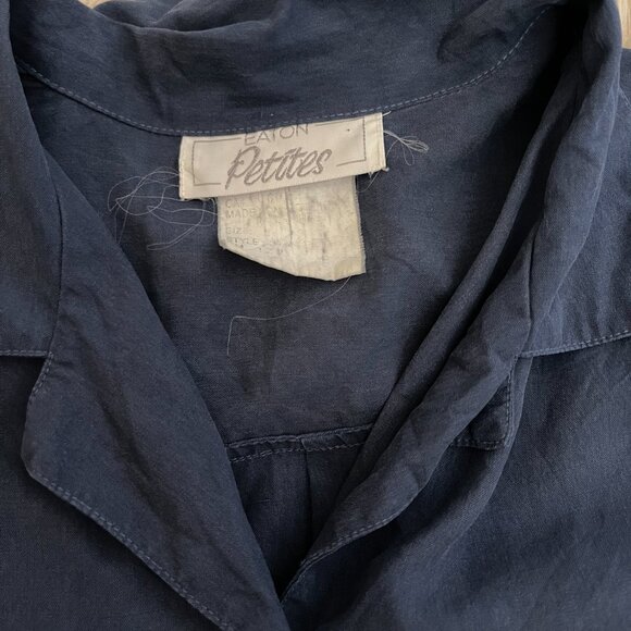 Vintage Silk Navy Blouse - Picture 2 of 3